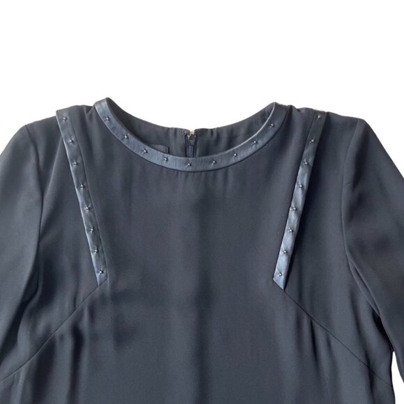 The Kooples Sport Crepe Fake Leather & Studs Black Shift Dress Size 2 /05 - Picture 3 of 4